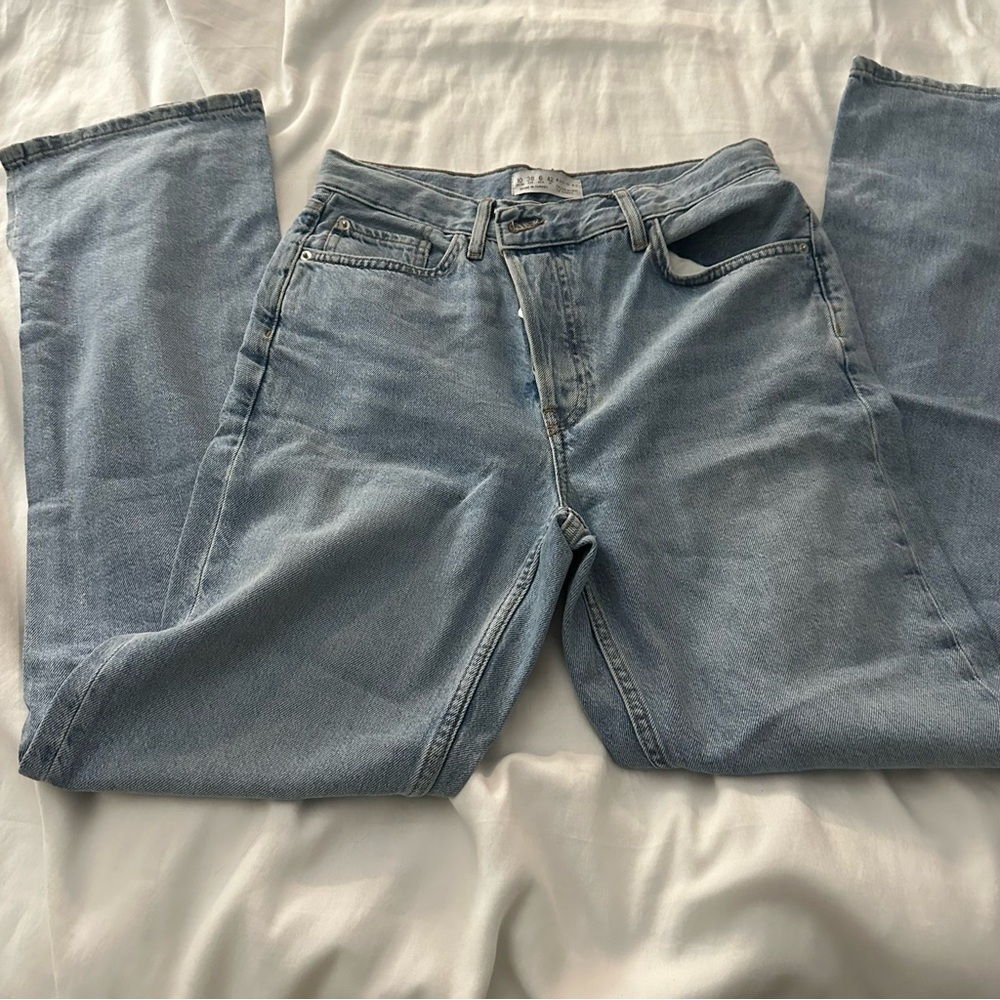 Light Wash Split Hem Jeans